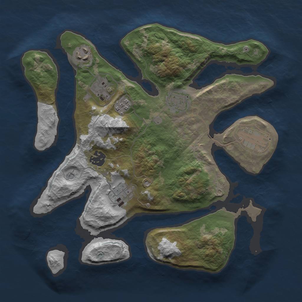 Rust Map: Barren, Size: 3000, Seed: 43556686, 10 Monuments