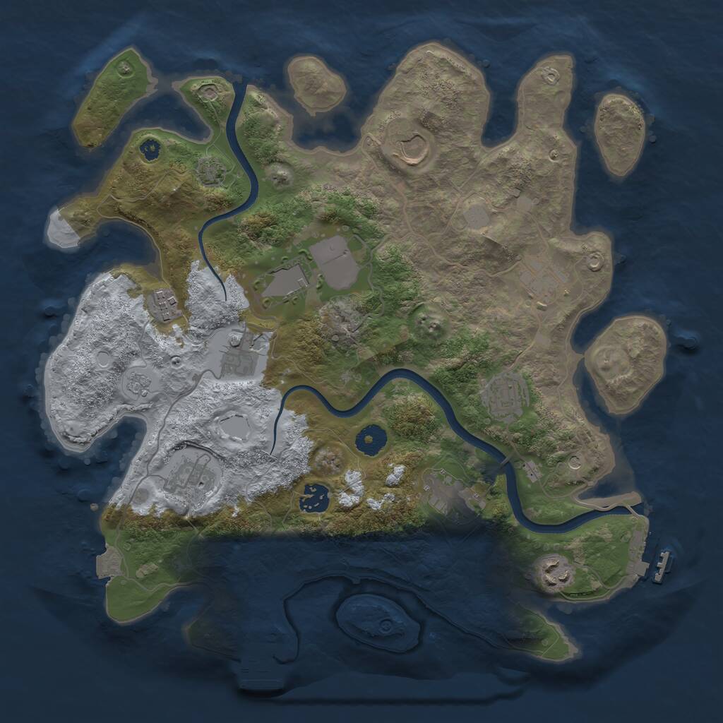 Rust Map: Procedural Map, Size: 3600, Seed: 22306, 16 Monuments