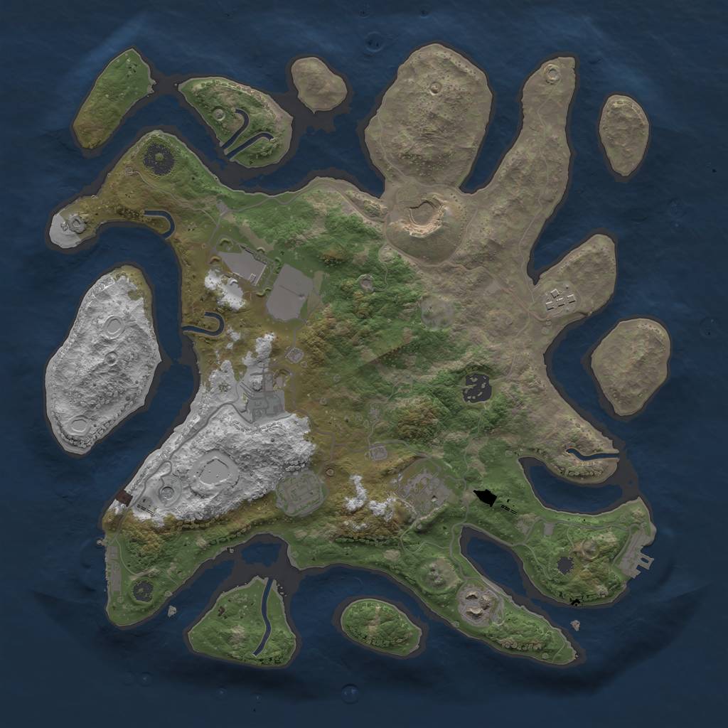 Rust Map: Procedural Map, Size: 3600, Seed: 22306, 16 Monuments