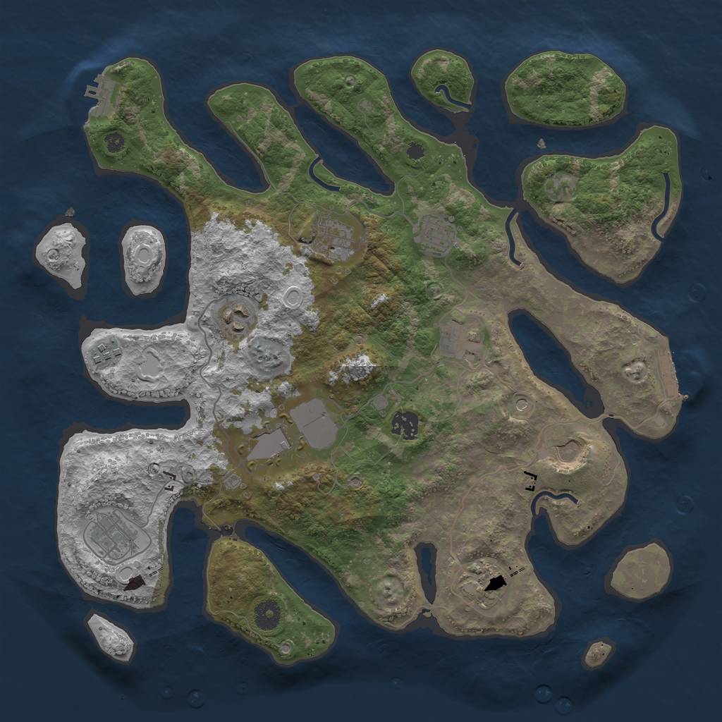 Rust Map: Procedural Map, Size: 3800, Seed: 42306, 18 Monuments