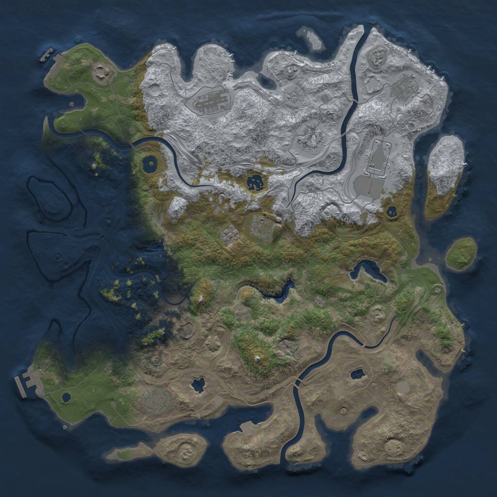 Rust Map: Procedural Map, Size: 4500, Seed: 470363, 16 Monuments
