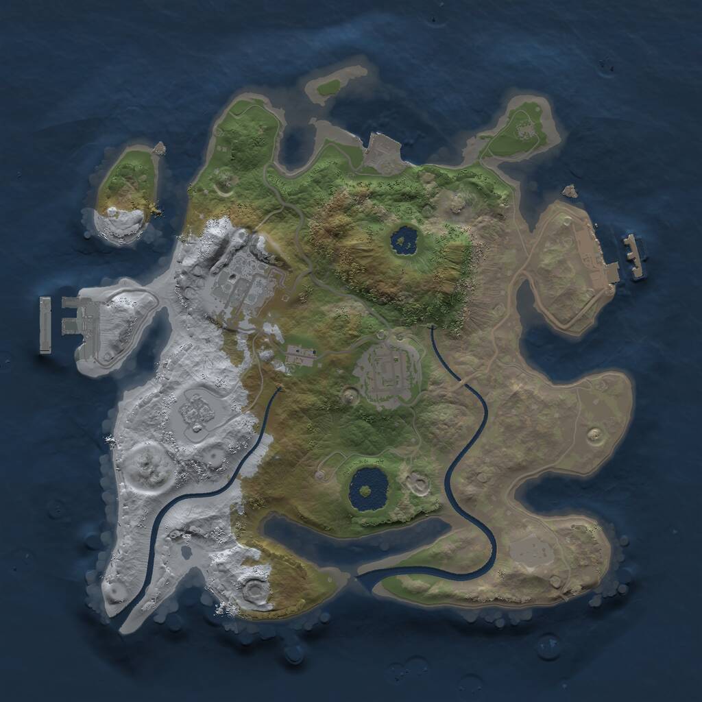 Rust Map: Procedural Map, Size: 2500, Seed: 23123, 6 Monuments