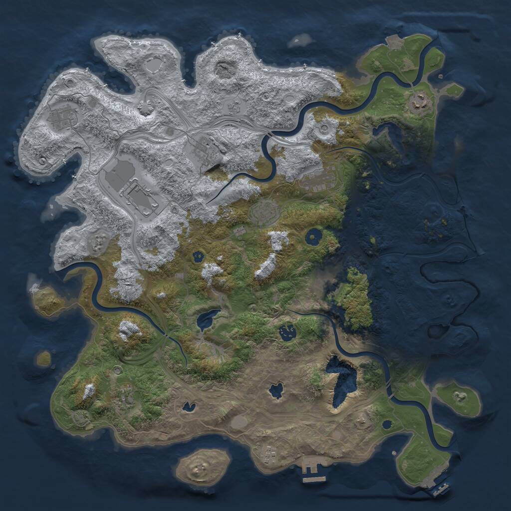 Rust Map: Procedural Map, Size: 4500, Seed: 821129, 16 Monuments
