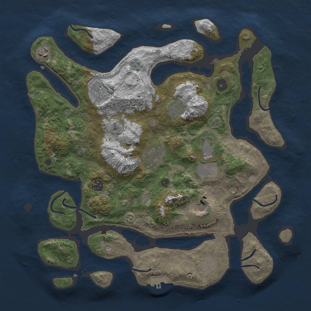 Rust Map: Procedural Map, Size: 4000, Seed: 1283880032, 13 Monuments