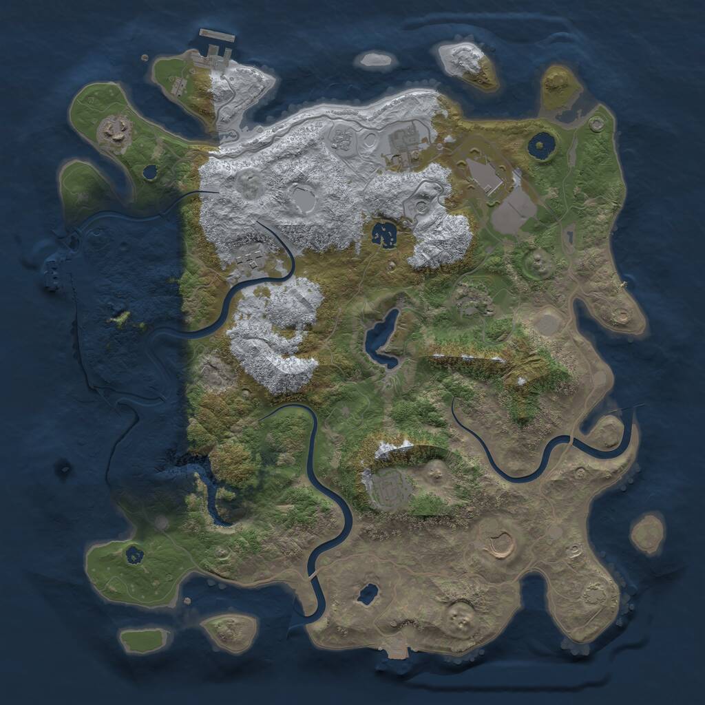 Rust Map: Procedural Map, Size: 4000, Seed: 1283880032, 14 Monuments
