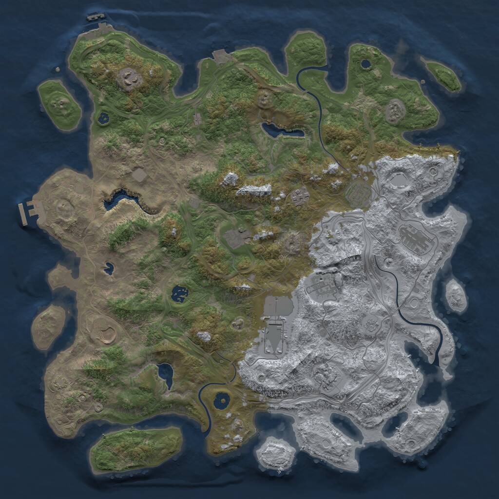 Rust Map: Procedural Map, Size: 4500, Seed: 604857, 16 Monuments