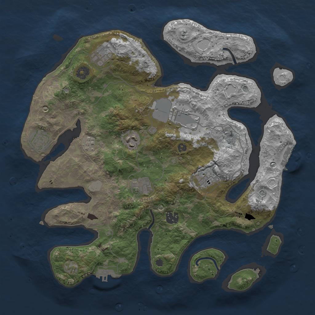 Rust Map: Procedural Map, Size: 3550, Seed: 31675, 16 Monuments