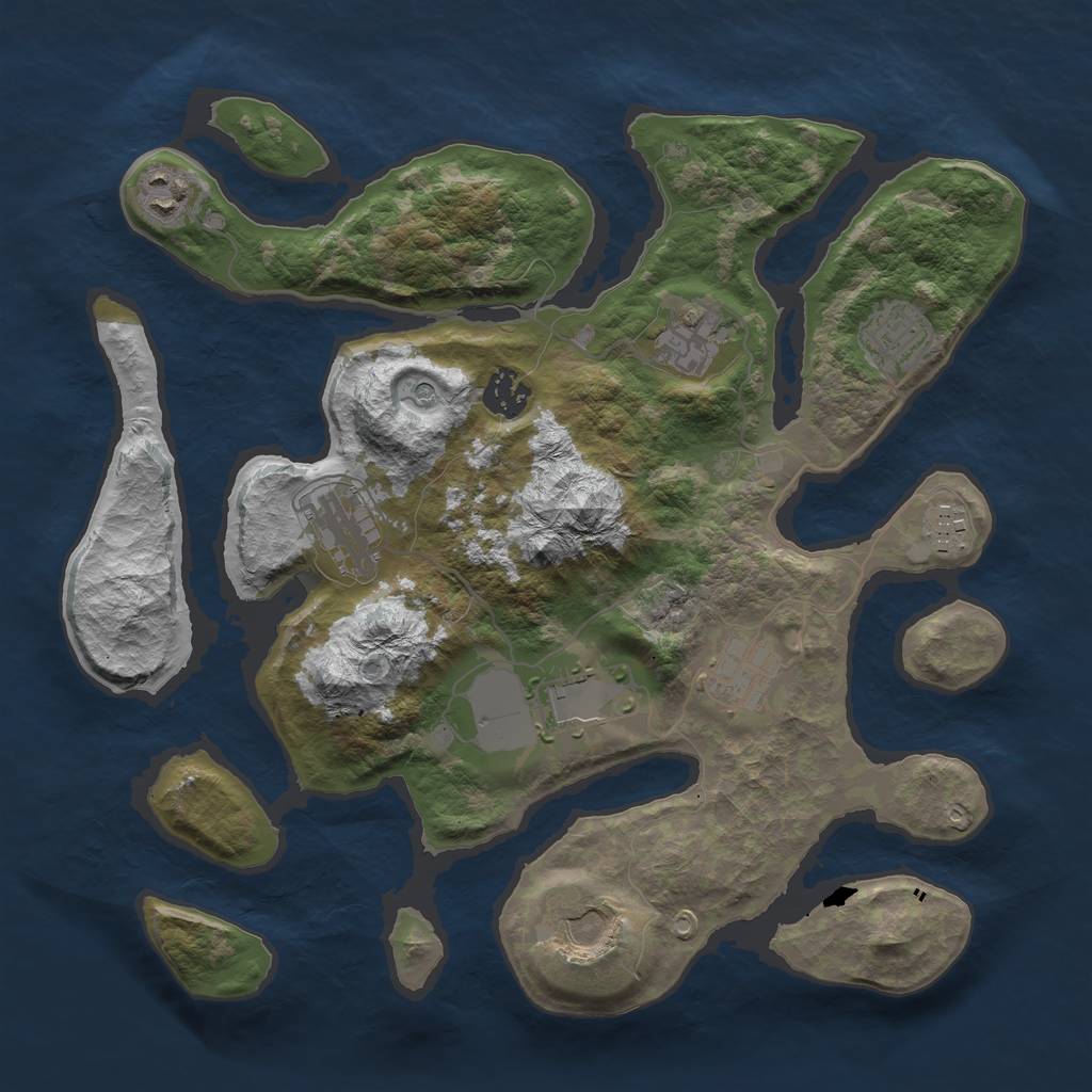 Rust Map: Barren, Size: 3500, Seed: 120592825, 12 Monuments