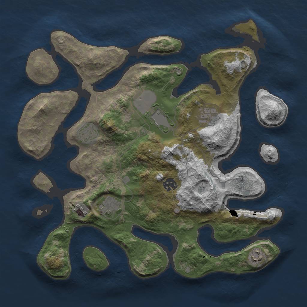 Rust Map: Barren, Size: 3500, Seed: 1825630464, 10 Monuments
