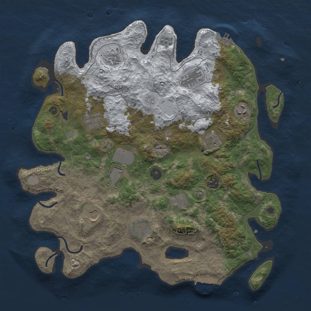 Rust Map: Procedural Map, Size: 4000, Seed: 475221, 20 Monuments
