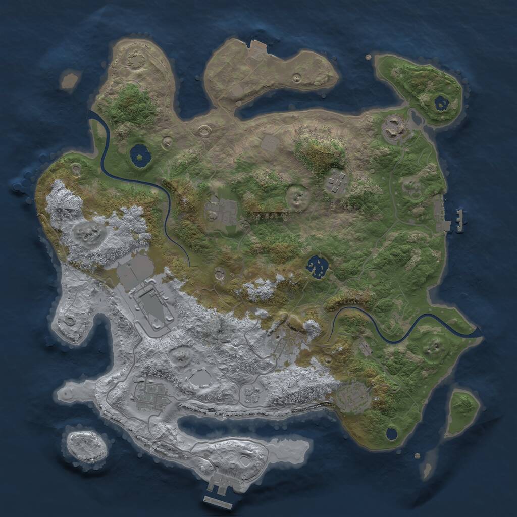 Rust Map: Procedural Map, Size: 3600, Seed: 2334, 14 Monuments