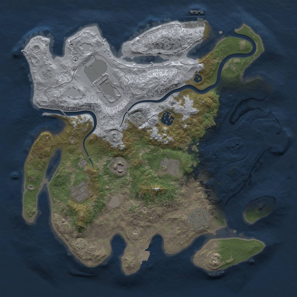 Rust Map: Procedural Map, Size: 3500, Seed: 2101673985, 13 Monuments