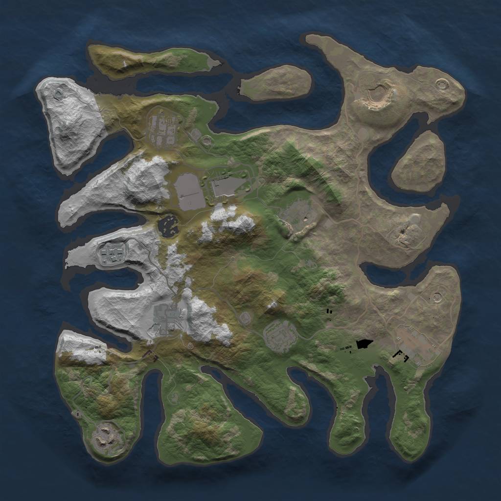 Rust Map: Barren, Size: 3500, Seed: 458231040, 13 Monuments
