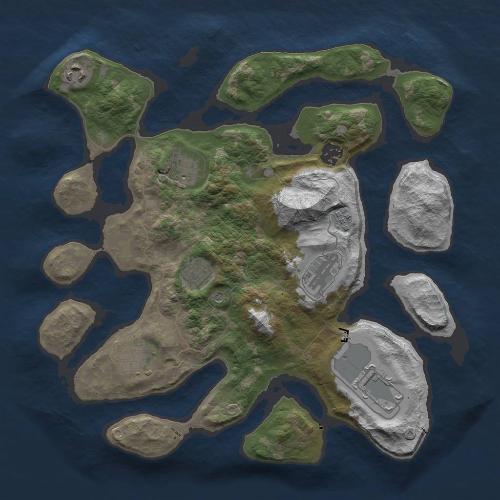 Rust Map: Barren, Size: 3500, Seed: 759481472, 11 Monuments