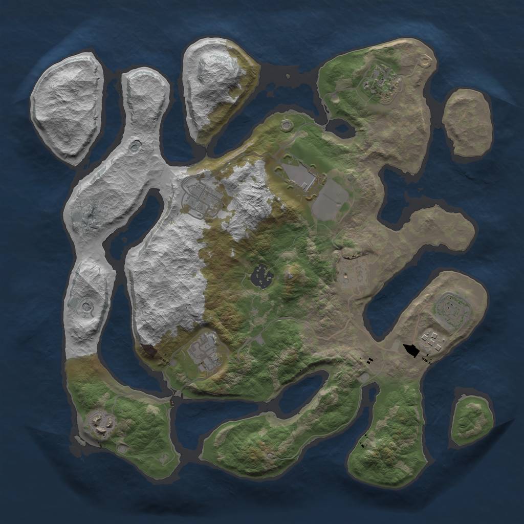 Rust Map: Barren, Size: 3500, Seed: 67485, 12 Monuments