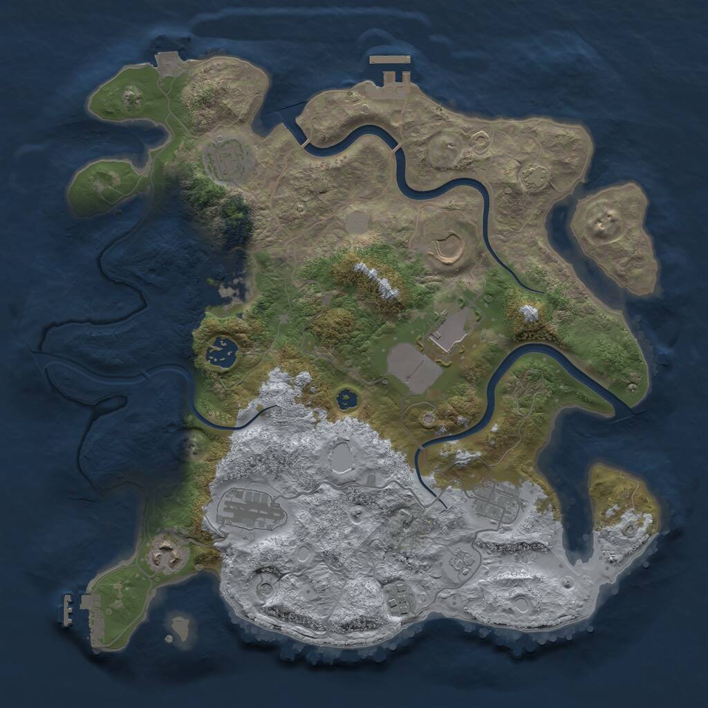 Rust Map: Procedural Map, Size: 3500, Seed: 1686793728, 15 Monuments