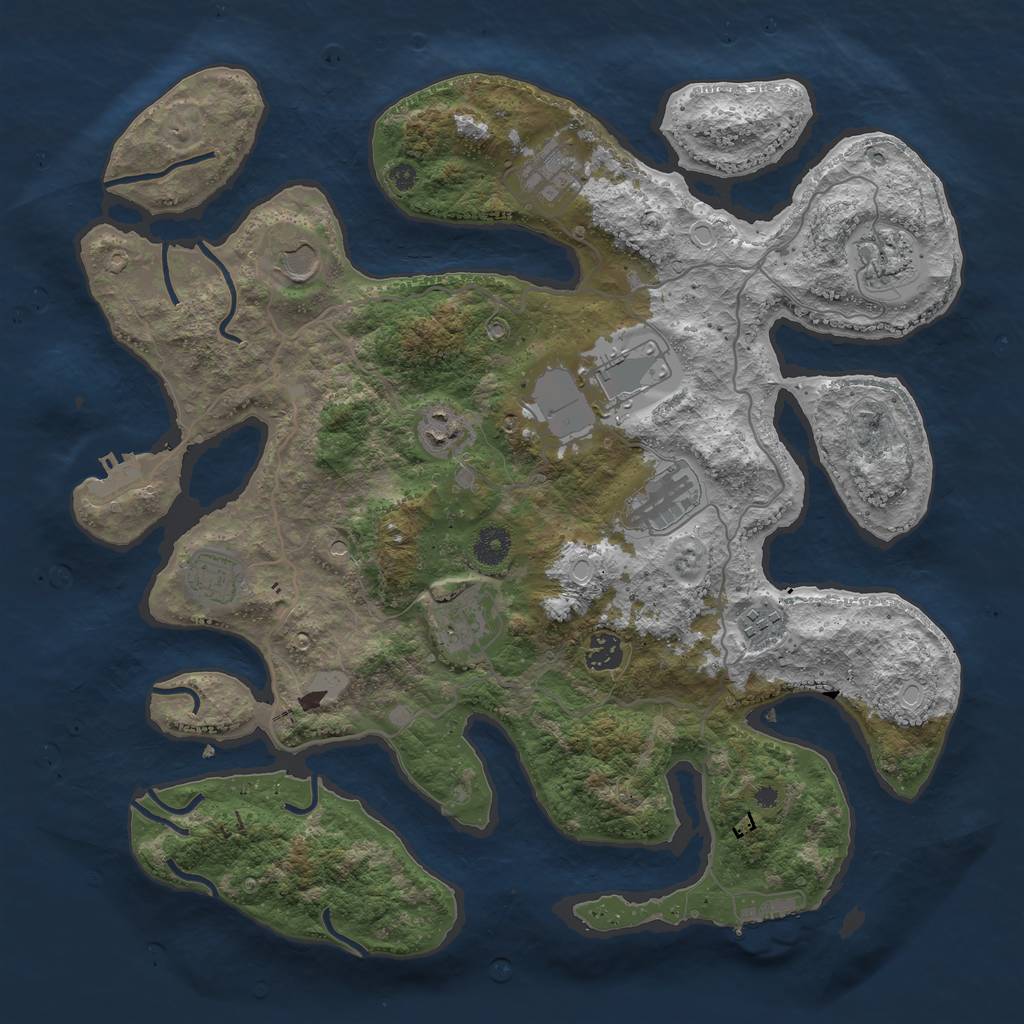 Rust Map: Procedural Map, Size: 4000, Seed: 482501912, 18 Monuments