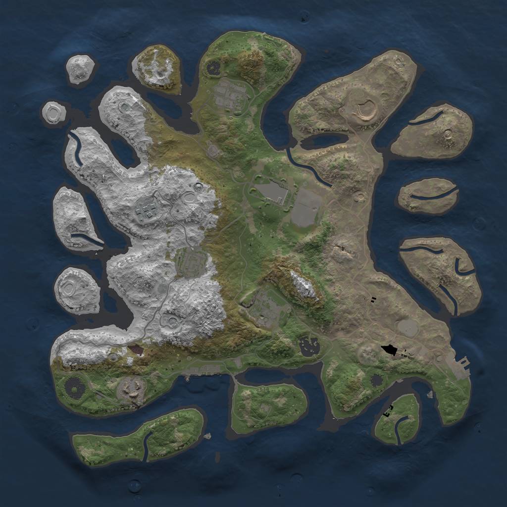 Rust Map: Procedural Map, Size: 3650, Seed: 56371, 16 Monuments