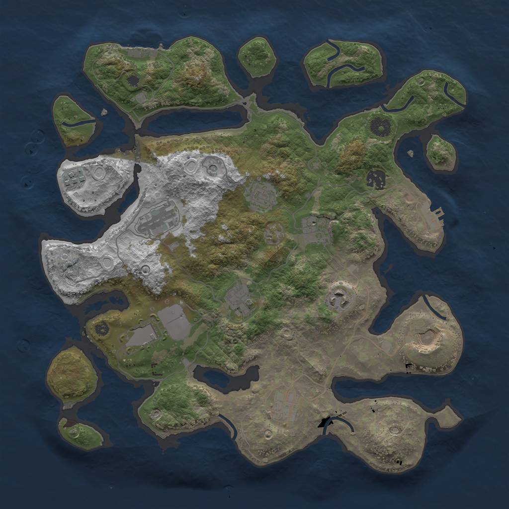 Rust Map: Procedural Map, Size: 3750, Seed: 187325929, 21 Monuments