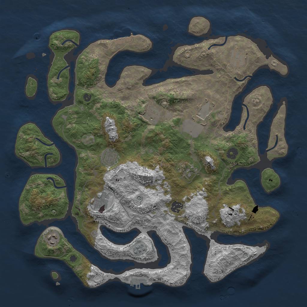 Rust Map: Procedural Map, Size: 4000, Seed: 845936, 17 Monuments