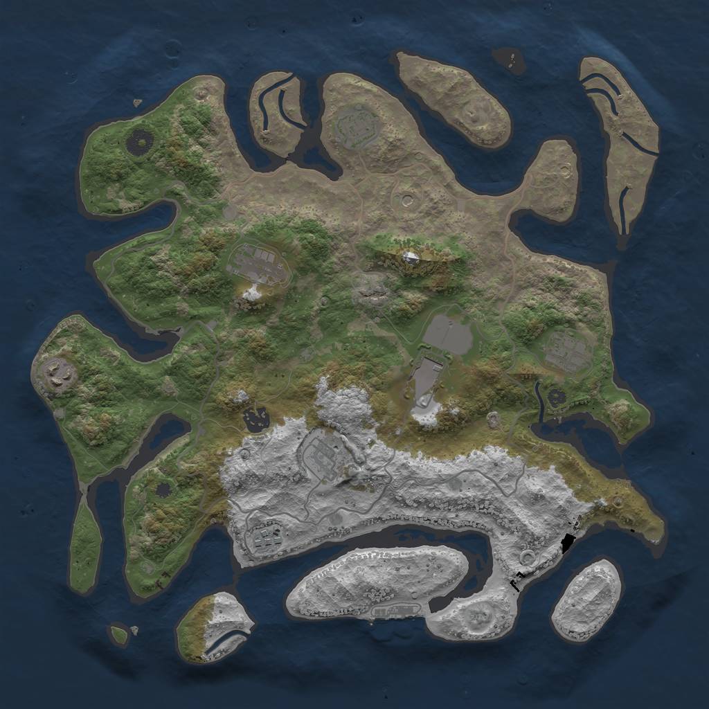 Rust Map: Procedural Map, Size: 4000, Seed: 888666, 12 Monuments
