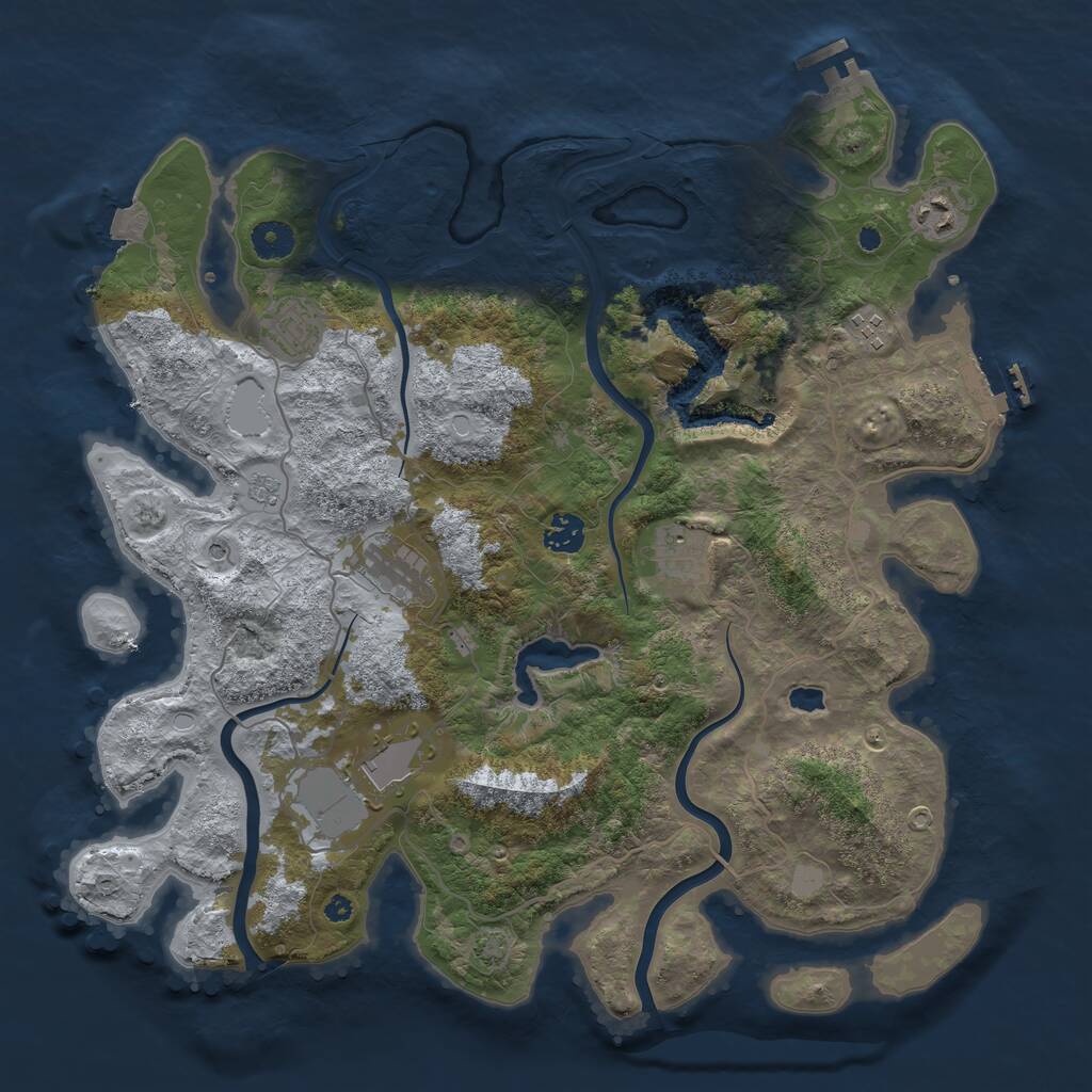 Rust Map: Procedural Map, Size: 4000, Seed: 1992182842, 13 Monuments