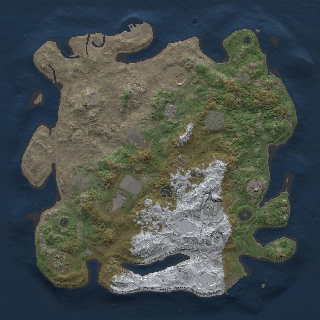 Rust Map: Procedural Map, Size: 4000, Seed: 600451, 19 Monuments