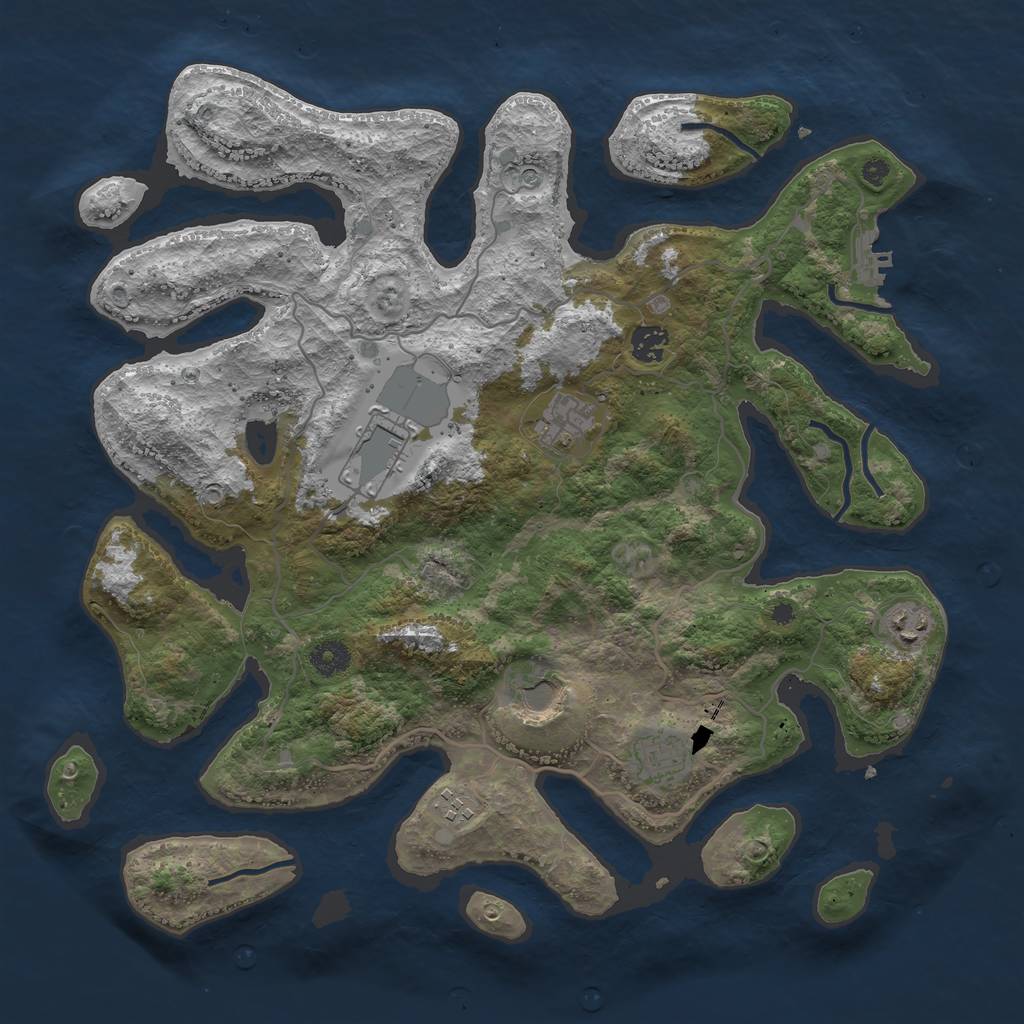 Rust Map: Procedural Map, Size: 4000, Seed: 602281, 11 Monuments