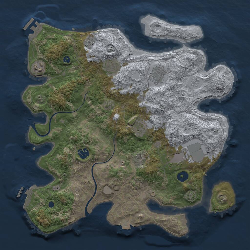 Rust Map: Procedural Map, Size: 3500, Seed: 1776065675, 13 Monuments