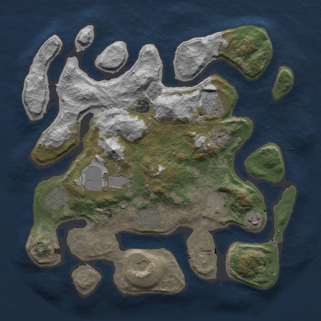 Rust Map: Barren, Size: 3500, Seed: 754634, 12 Monuments