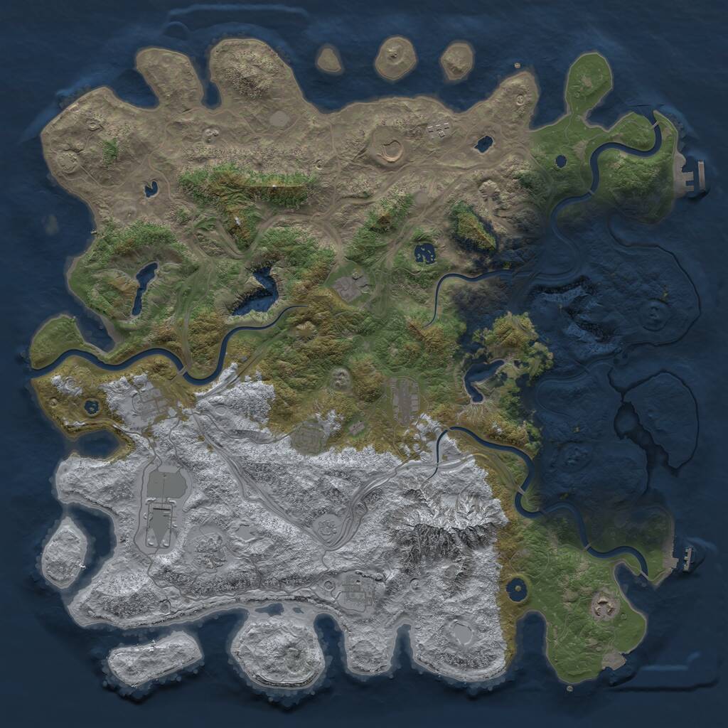 Rust Map: Procedural Map, Size: 5000, Seed: 76233090, 17 Monuments