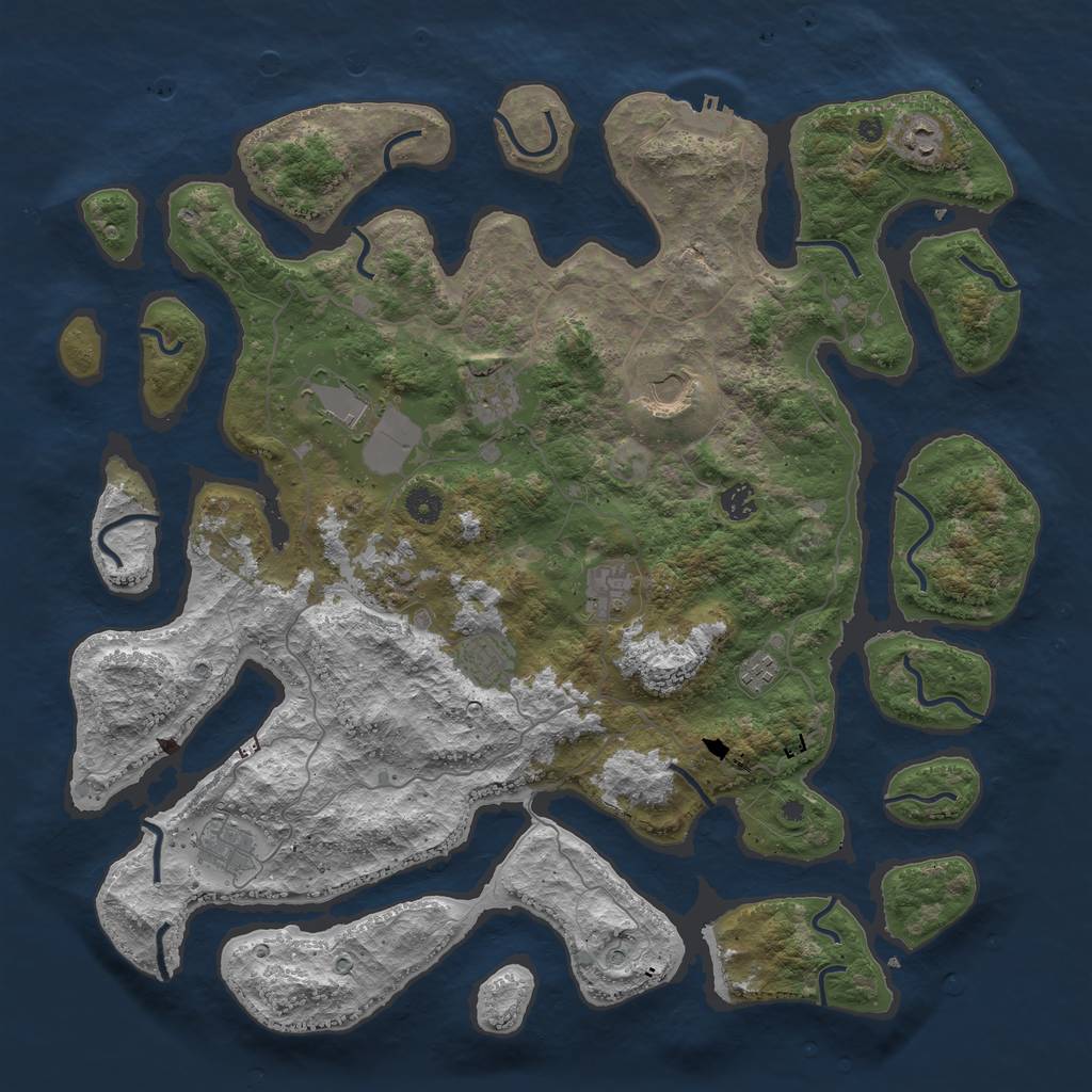 Rust Map: Procedural Map, Size: 4500, Seed: 580912, 14 Monuments