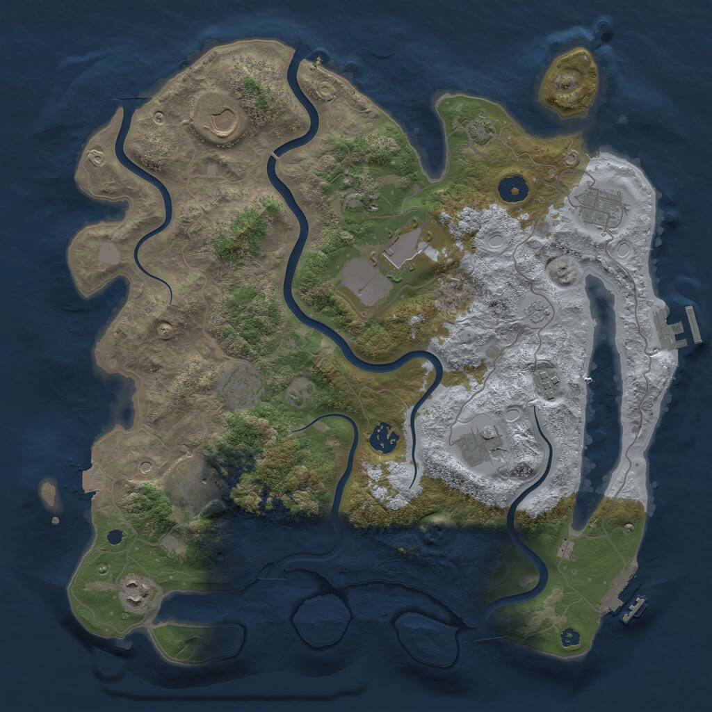 Rust Map: Procedural Map, Size: 3750, Seed: 1037637614, 16 Monuments