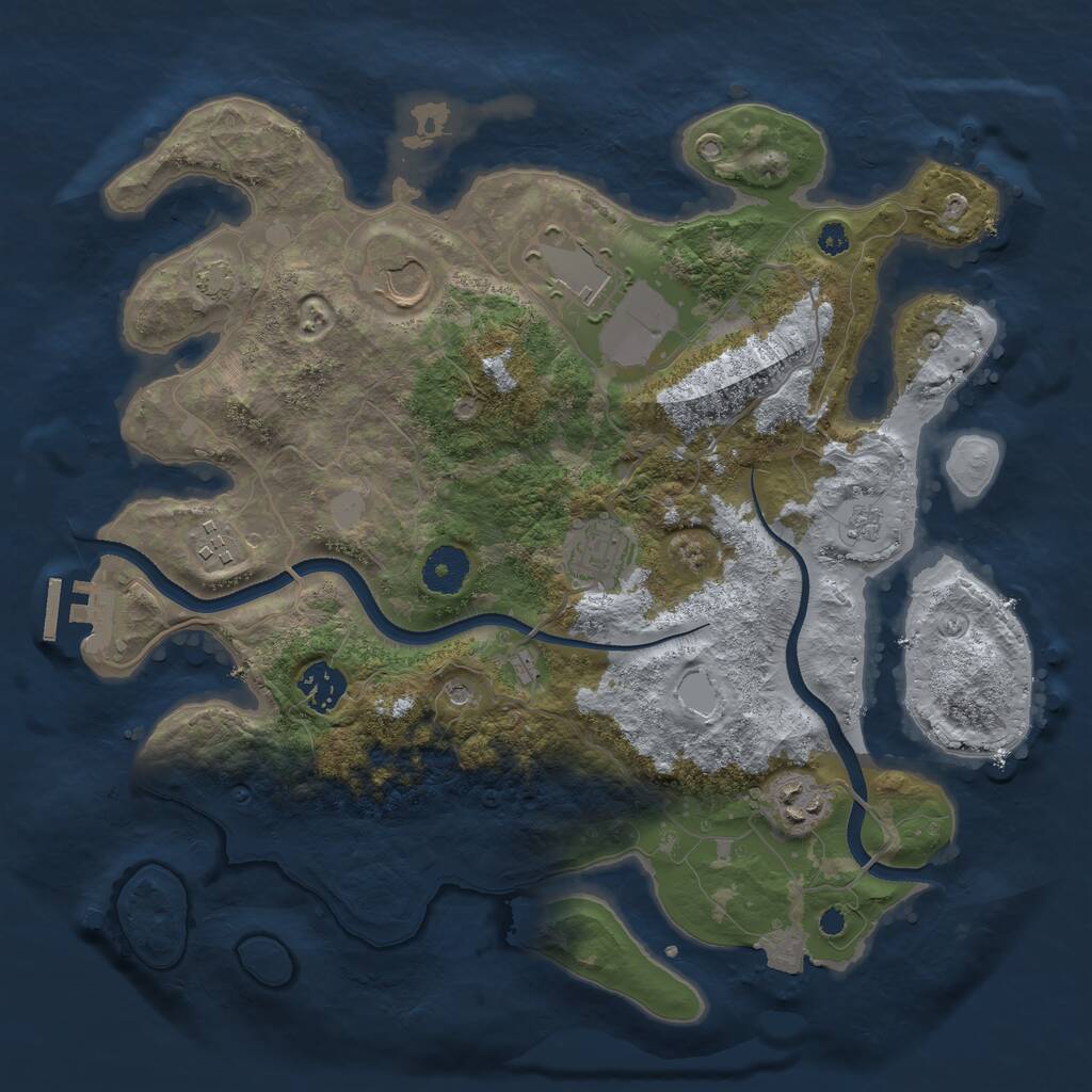 Rust Map: Procedural Map, Size: 3500, Seed: 7205962, 11 Monuments