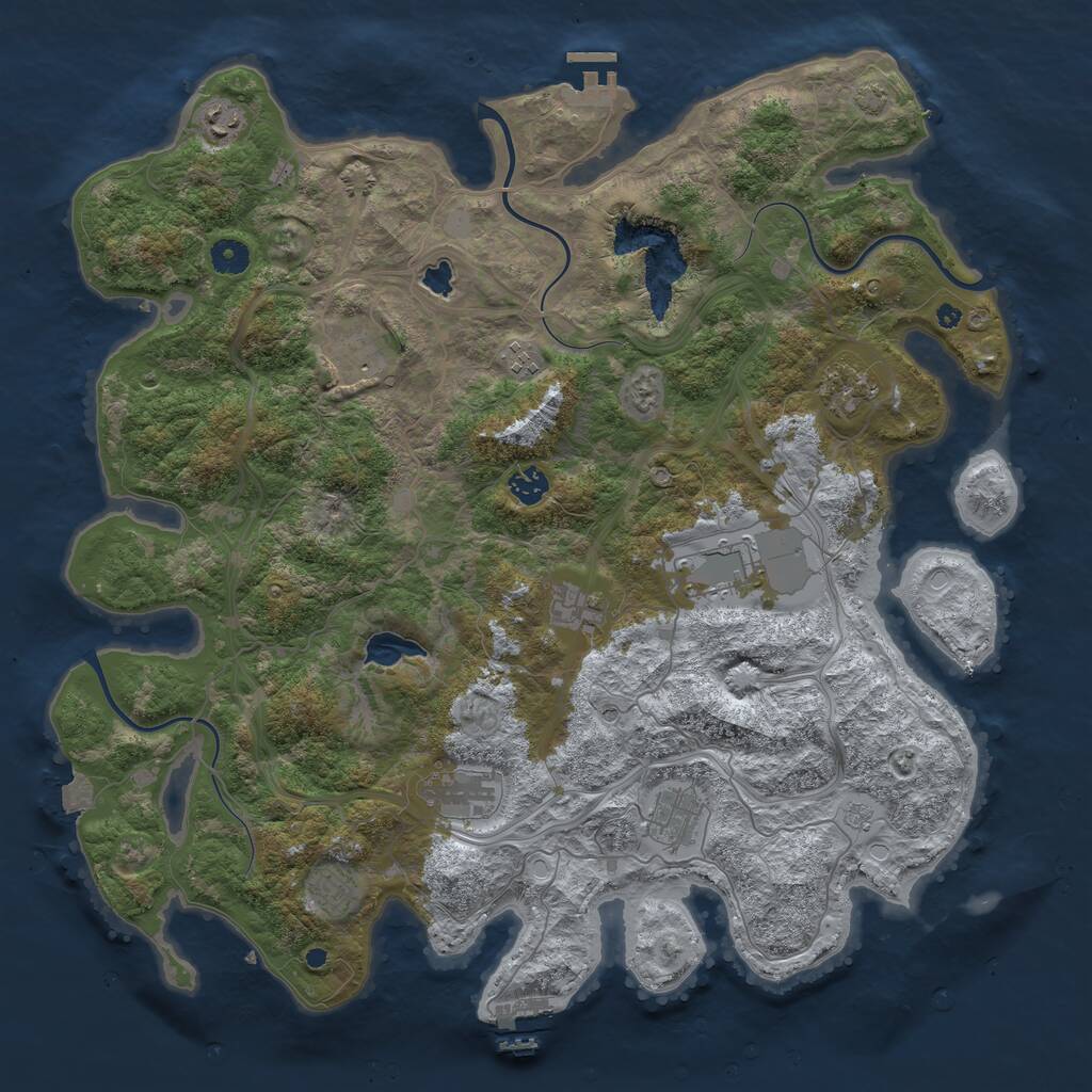Rust Map: Procedural Map, Size: 4400, Seed: 20, 16 Monuments