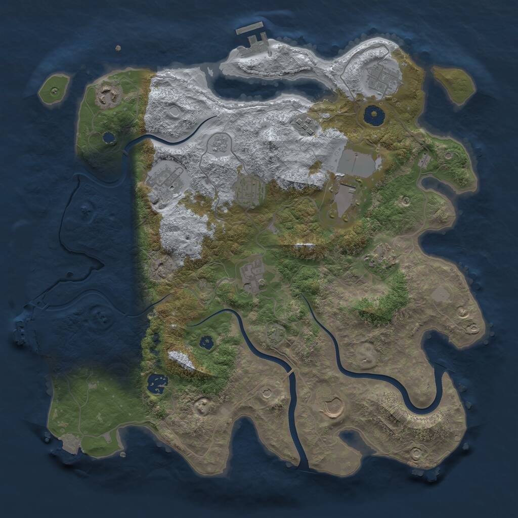 Rust Map: Procedural Map, Size: 3750, Seed: 1161285408, 16 Monuments