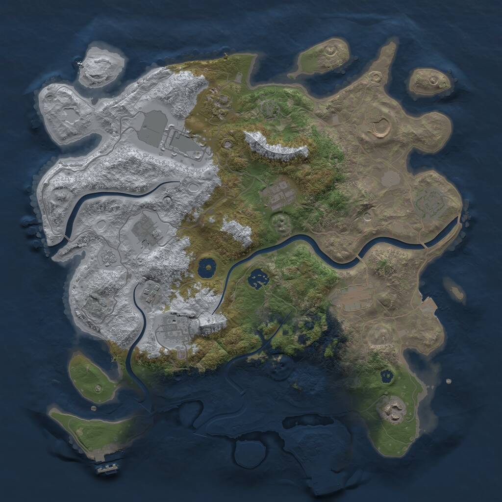 Rust Map: Procedural Map, Size: 3850, Seed: 1792552780, 17 Monuments