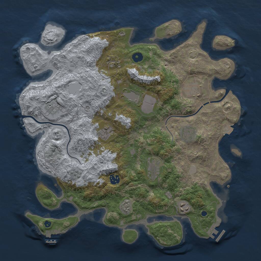 Rust Map: Procedural Map, Size: 3850, Seed: 1792552780, 16 Monuments
