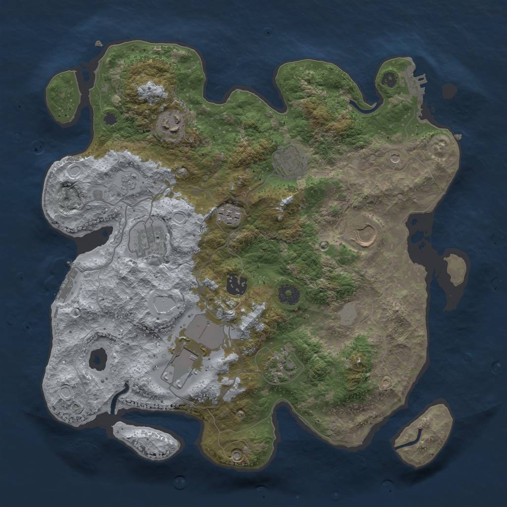 Rust Map: Procedural Map, Size: 3500, Seed: 2310, 15 Monuments