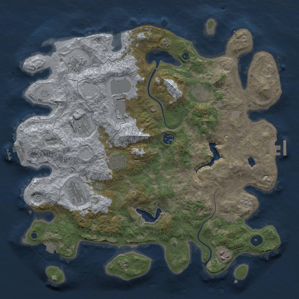 Rust Map: Procedural Map, Size: 4000, Seed: 520, 15 Monuments