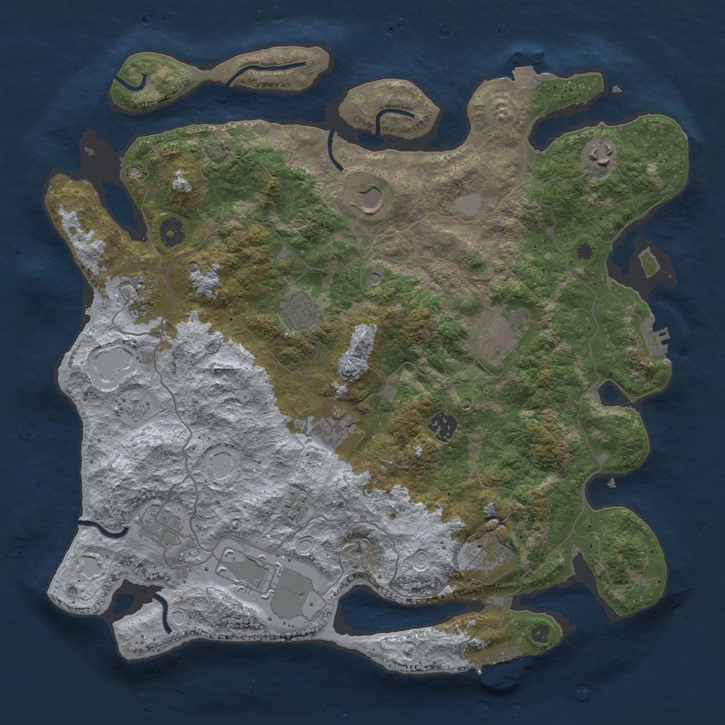 Rust Map: Procedural Map, Size: 4000, Seed: 1065787677, 19 Monuments