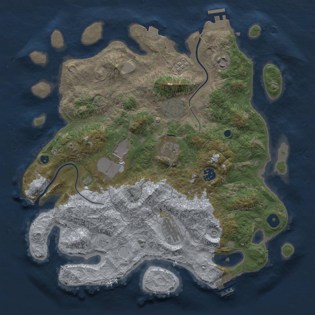 Rust Map: Procedural Map, Size: 3700, Seed: 335, 13 Monuments