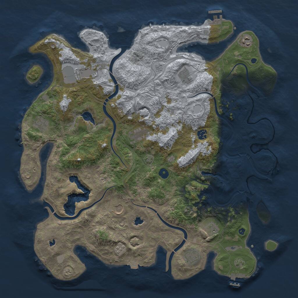 Rust Map: Procedural Map, Size: 4500, Seed: 619975, 16 Monuments