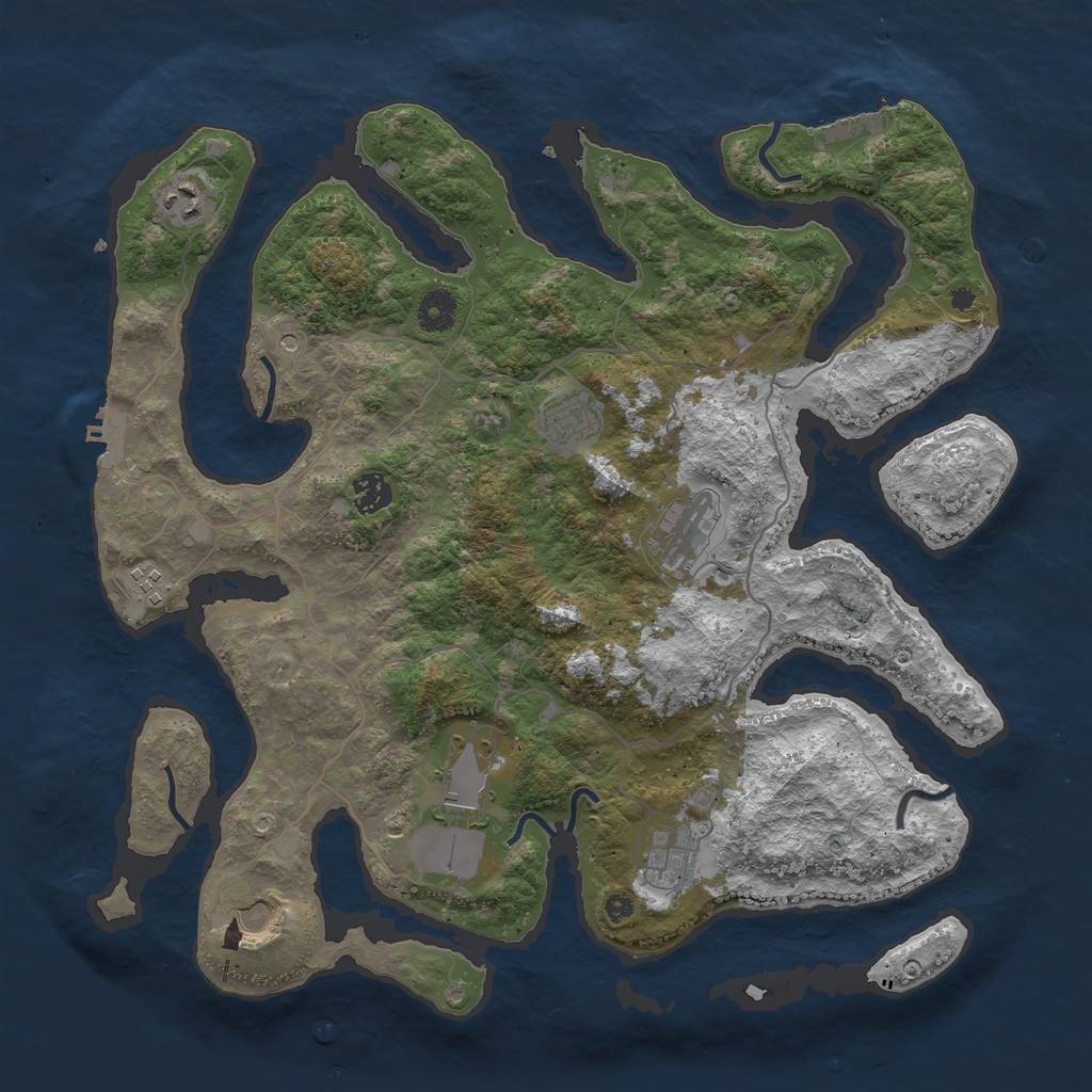 Rust Map: Procedural Map, Size: 4000, Seed: 2135468, 13 Monuments