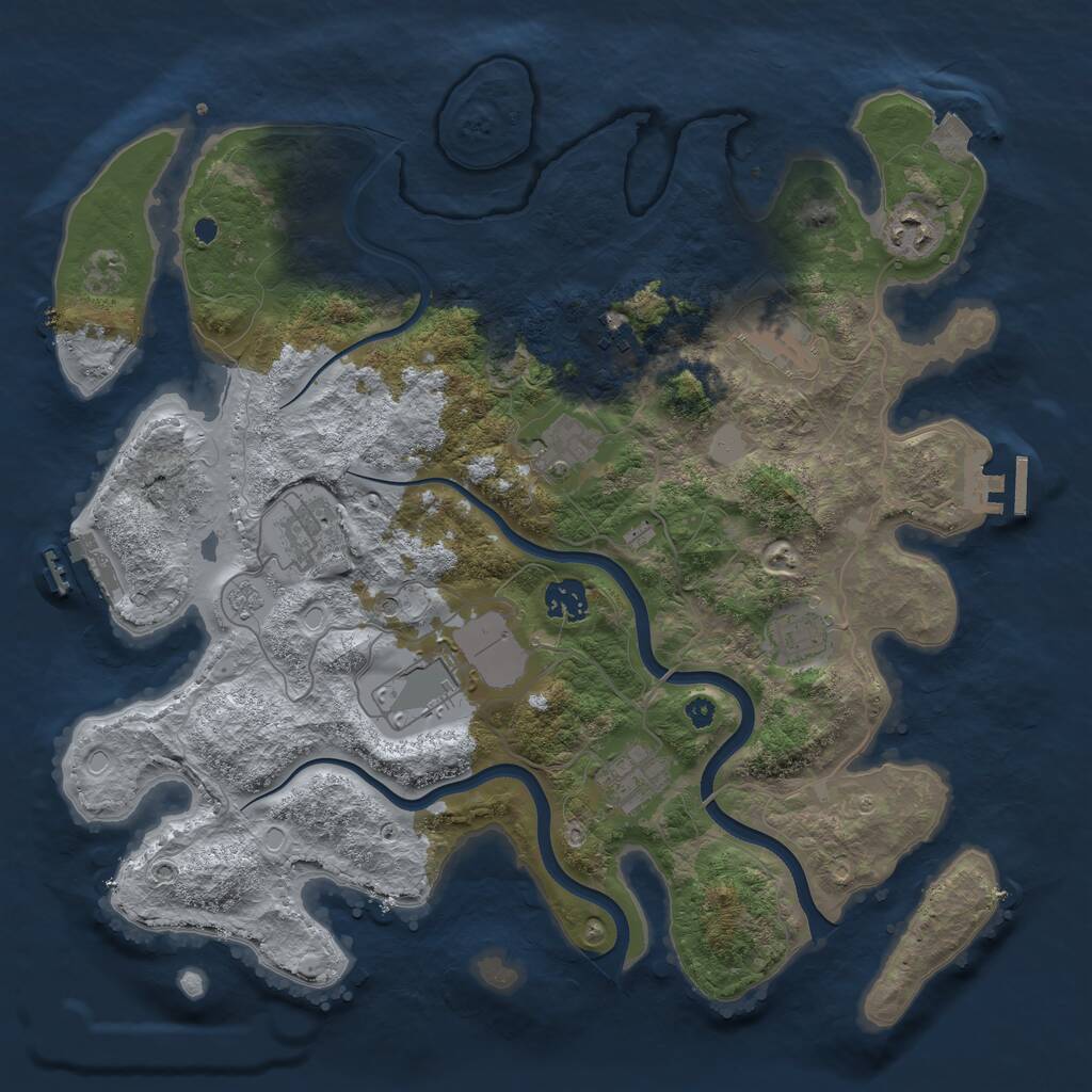 Rust Map: Procedural Map, Size: 3750, Seed: 135073015, 15 Monuments