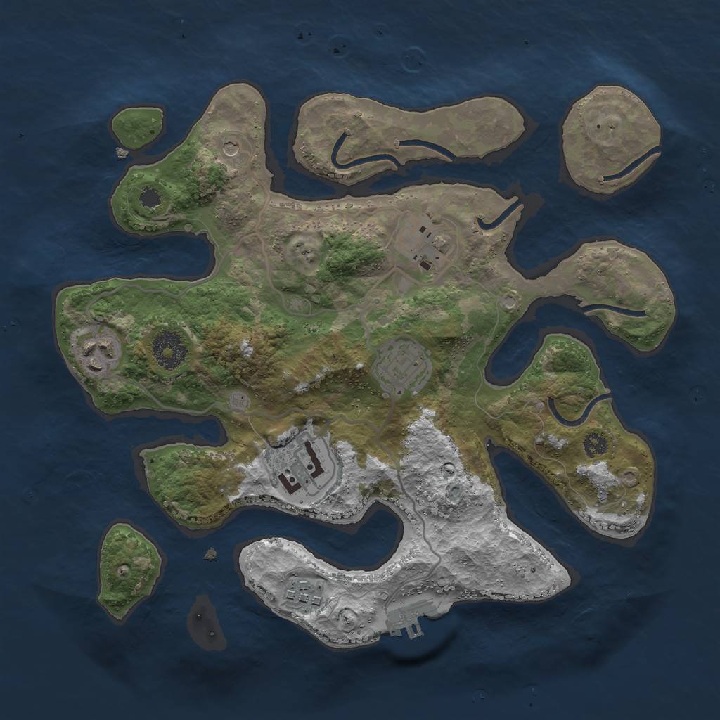 Rust Map: Procedural Map, Size: 3000, Seed: 999292319, 9 Monuments
