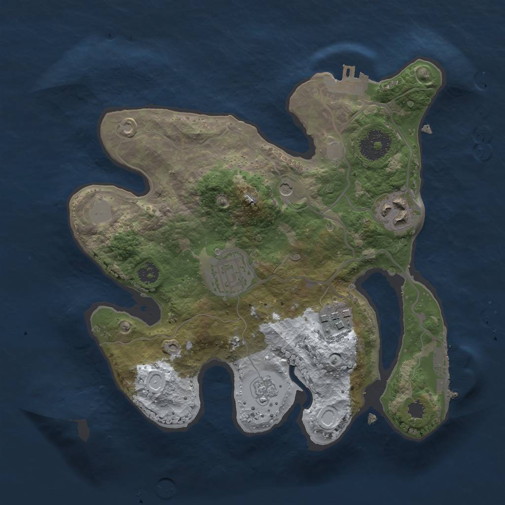 Rust Map: Procedural Map, Size: 2500, Seed: 34315, 12 Monuments