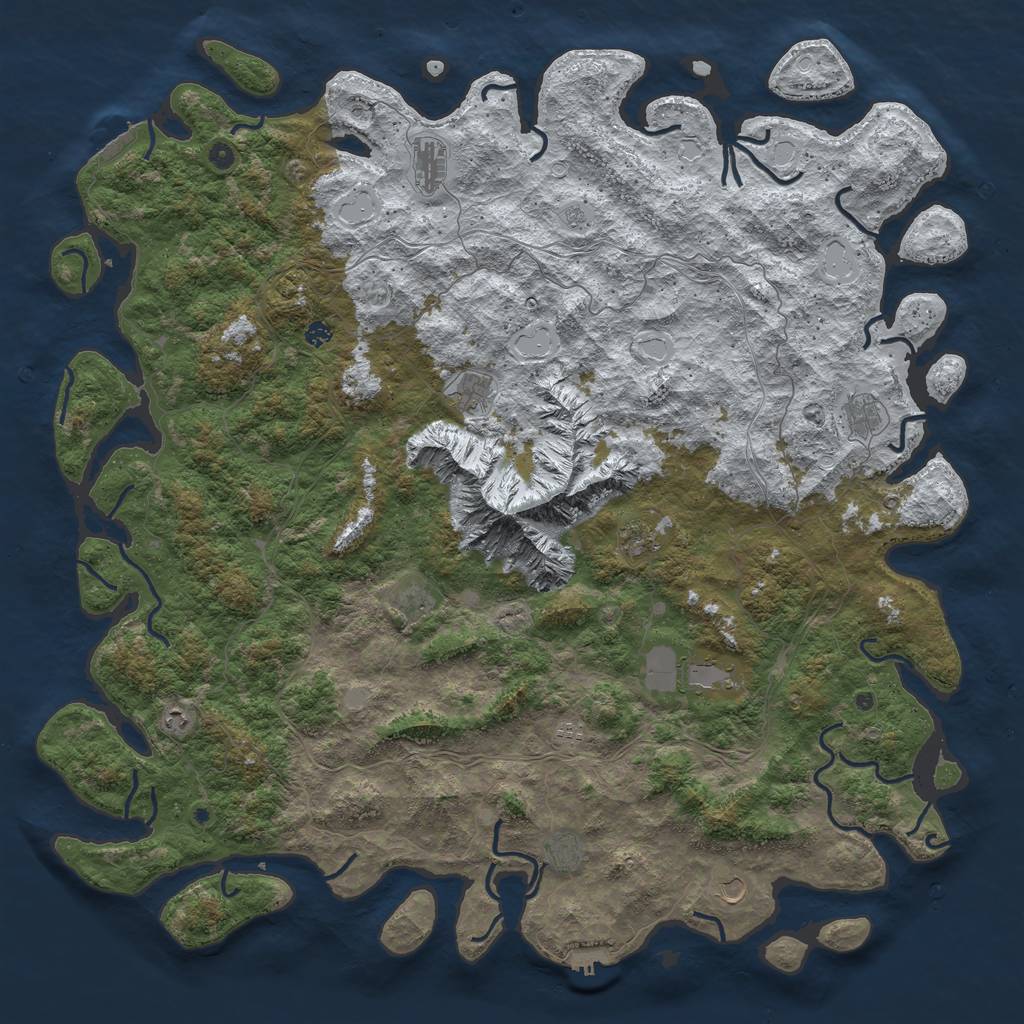 Rust Map: Procedural Map, Size: 6000, Seed: 5687182, 20 Monuments