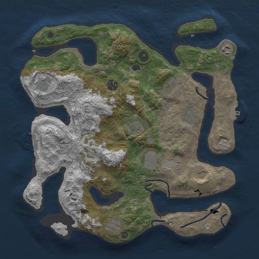 Rust Map: Procedural Map, Size: 3750, Seed: 1912627453, 16 Monuments