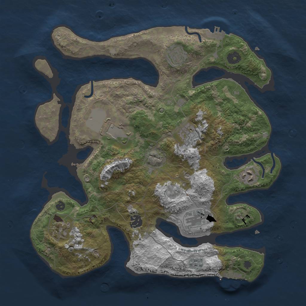 Rust Map: Procedural Map, Size: 3500, Seed: 2125292067, 13 Monuments